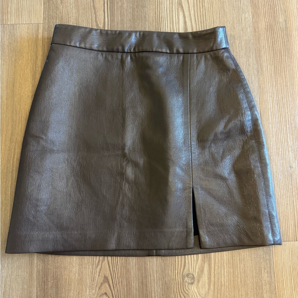 Aritzia Wilfred Brown (Faux) Leather Skirt